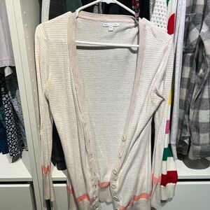 GAP Cream and Pink Button-Up Cardigan